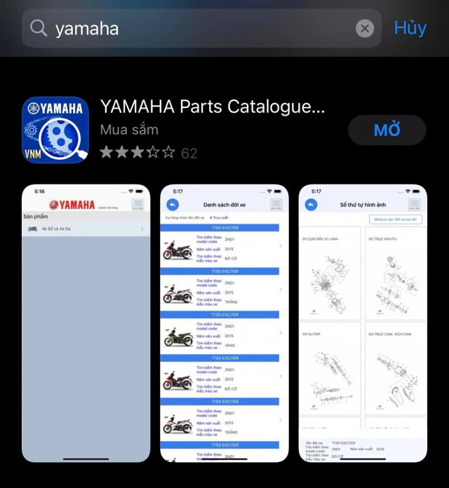 App kiem tra duoc nhieu thong tin cua xe Yamaha rat co loi cho nhung ai mua xe cu