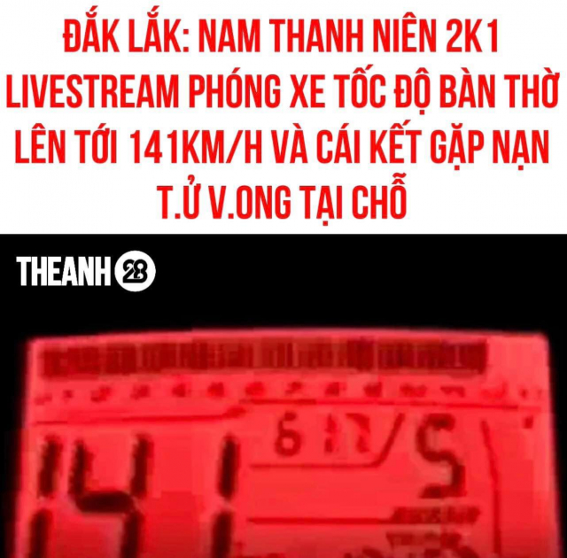 Vừa chạy xe máy 141km/h vừa livestream, nam thanh niên tử vong 