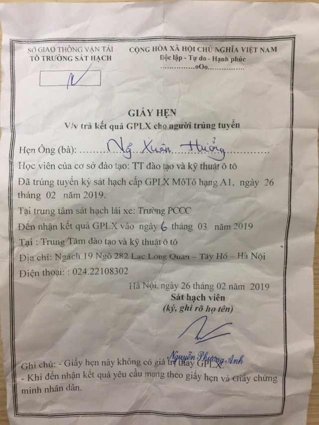 Giay hen lieu co the su dung de thay the bang lai va ca vet xe - 3