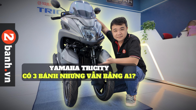Video Danh gia chi tiet Yamaha Tricity 155 voi bo banh kep truoc doc dao vua nhap ve Viet Nam