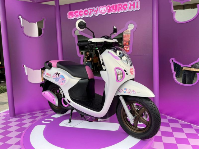 Honda Indo trinh lang Scoopy phien ban dac biet Kuromi voi phoi mau cuc ki de thuong - 5