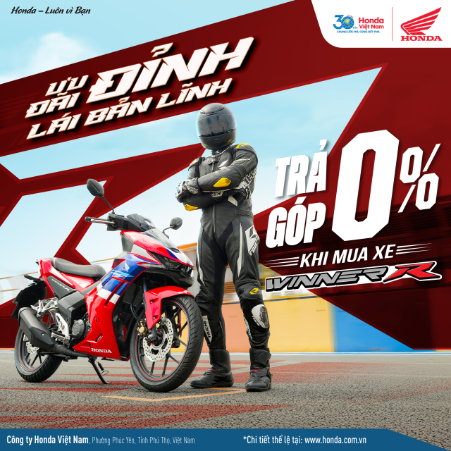 Honda việt nam triển khai chương trình ưu đãi lãi suất 0 cực hấp dẫn cho winner r - 1